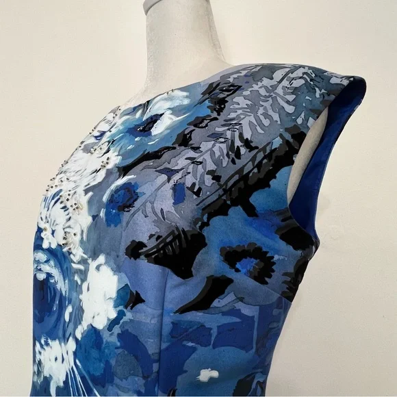 Kay Unger New York Abstract Floral Sleeveless Sheath Dress Chic Events Sexy - Picture 3 of 10